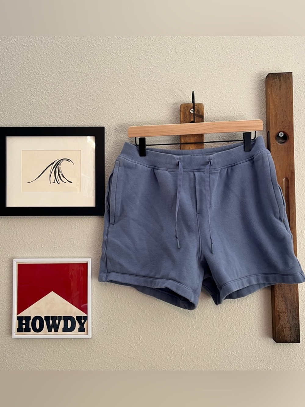 $78 Lululemon Steady State Sweat Shorts 5" Drawstring Relaxed Blue M7BD4S Size M